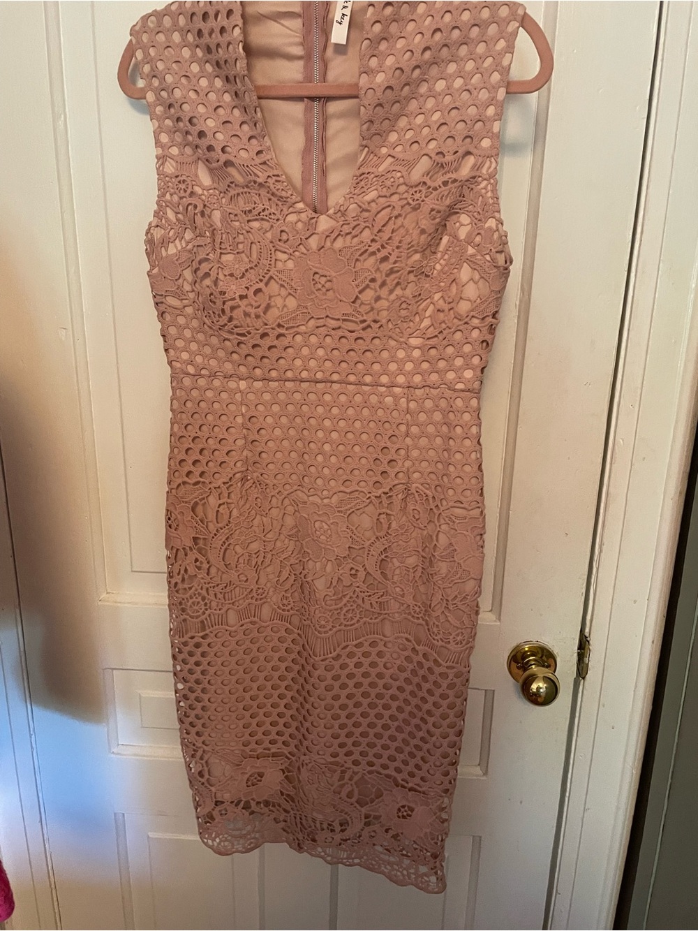 NWT Sleeveless Crochet Lace Midi Dress in Blush Pink